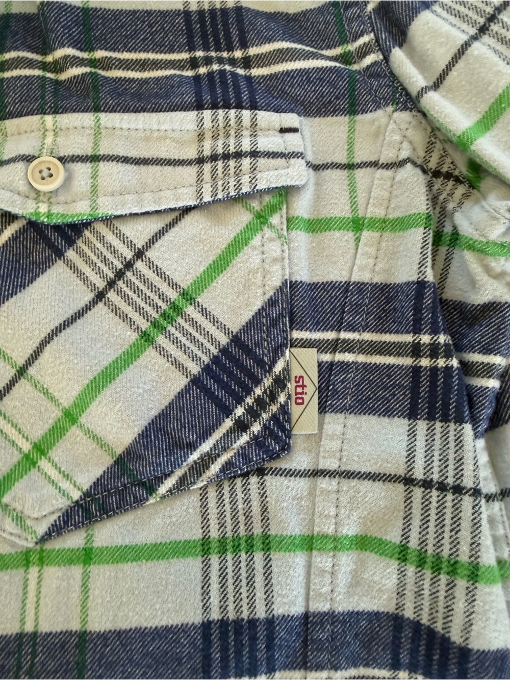 Stio Womens Flannel Shirt Wind River Blue Stripe - Picture 3 of 4